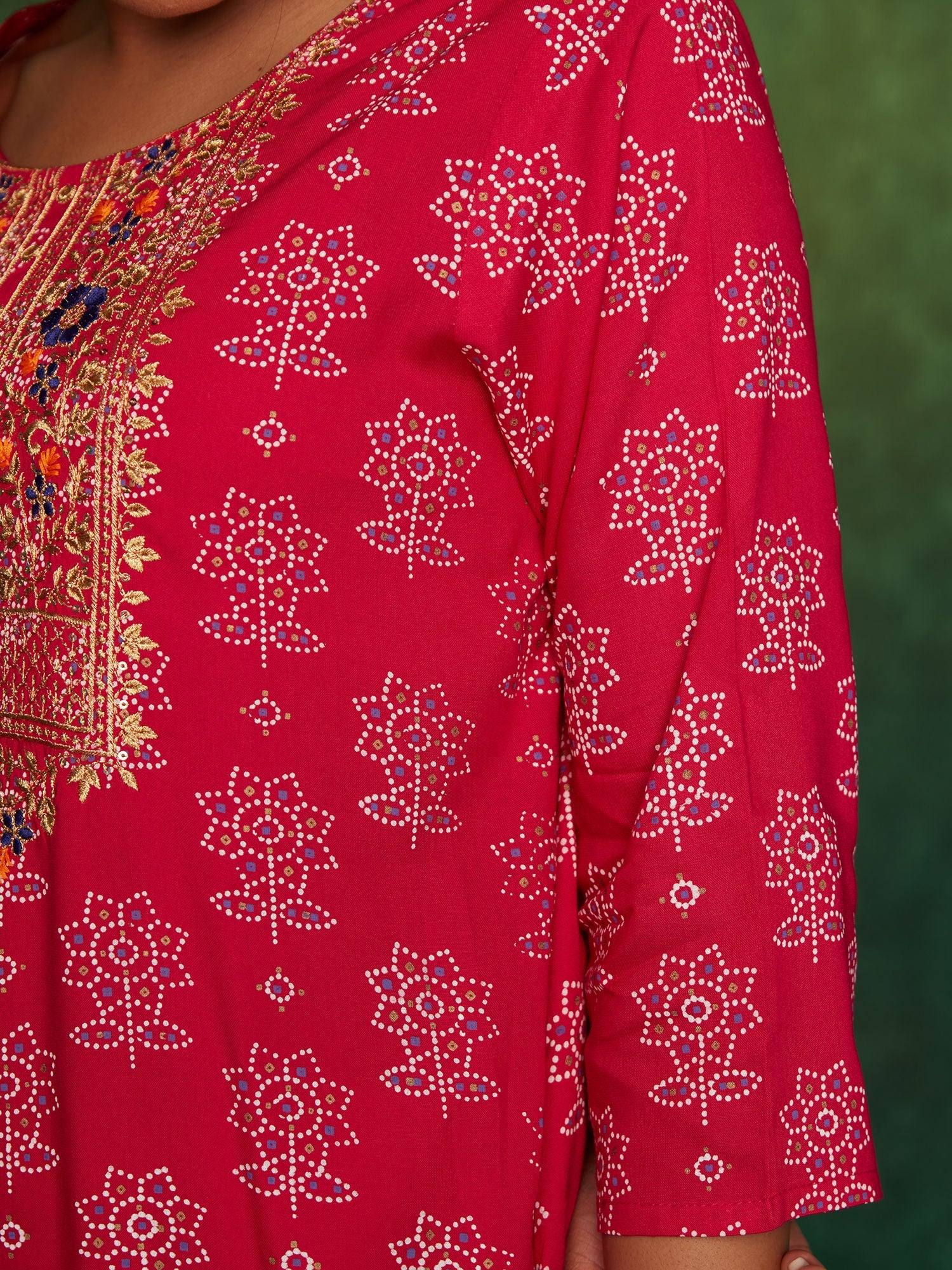 Likha Pink Printed Zari Sequins Work Kurta, Pant & Dupatta LIKSKD167 (Set of 3) - S