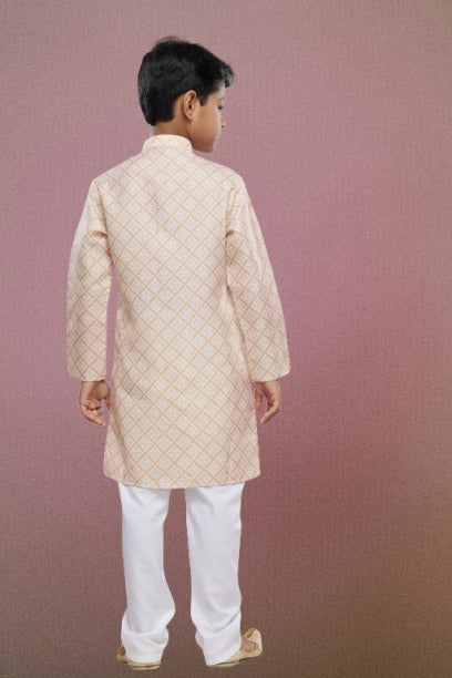 Raivat Ethnic Cotton Digital Print Kids Kurta Pajama In Yellow Colour