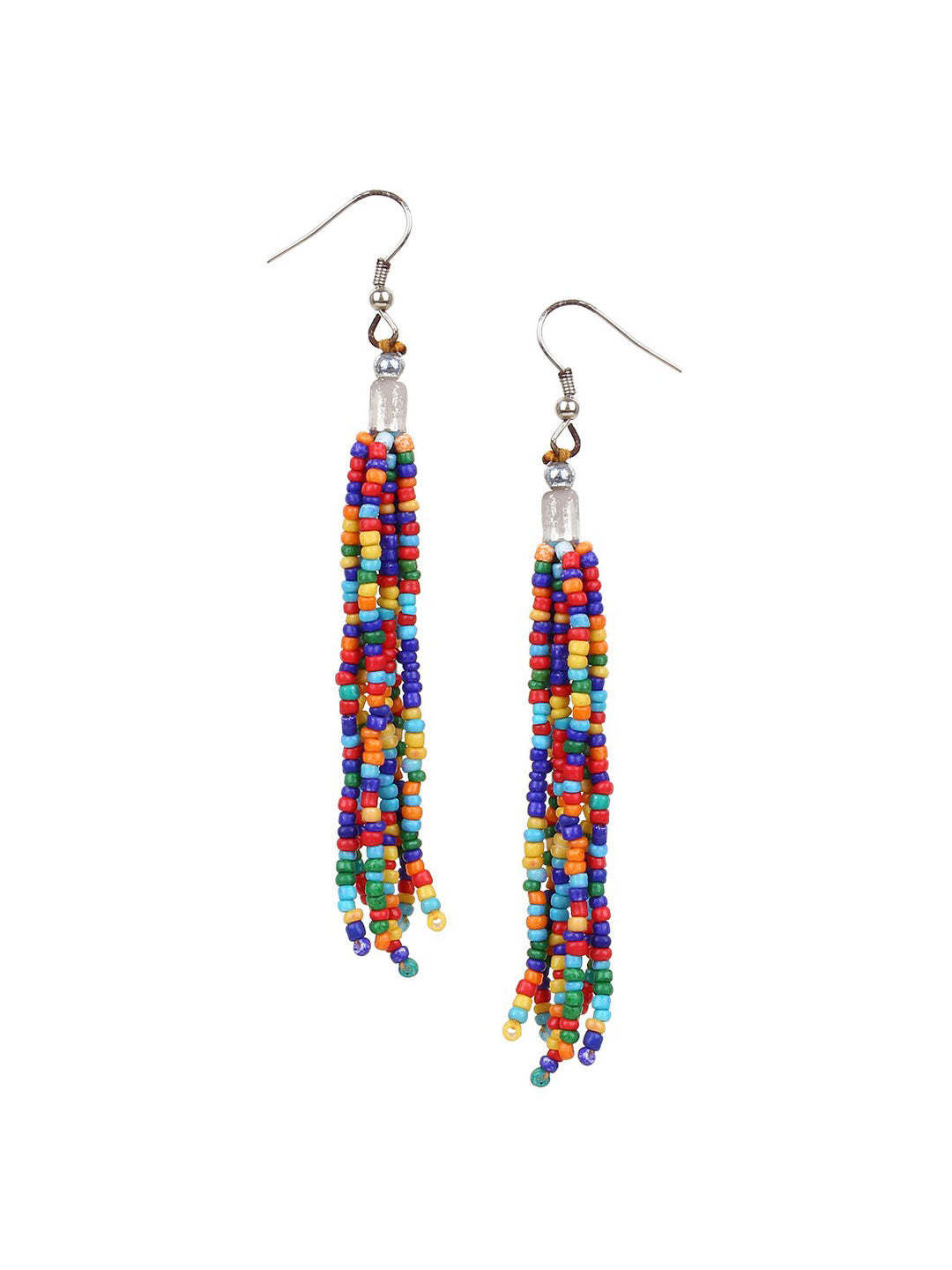 Cardinal Red & Green Beaded Multistring Necklace & Earrings Set
