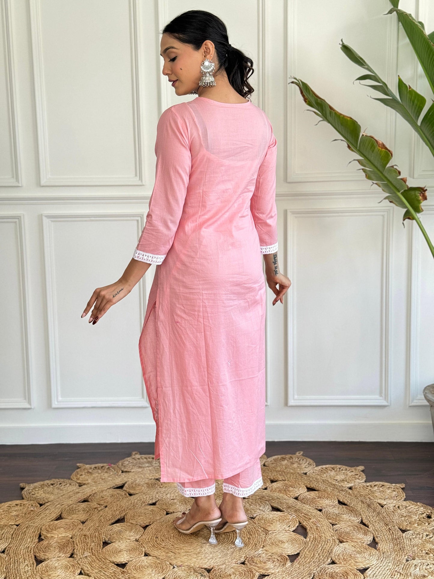 The52 Chikankari Work with Pure Cotton Fabric Straight Kurta, Pant and Dupatta Set