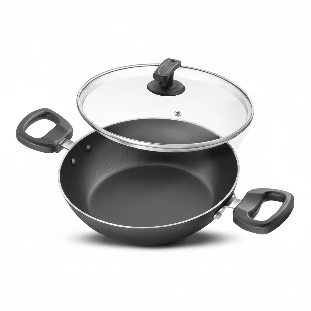 Judge by Prestige Everyday Non-Stick Kadhai with Glass Lid Low Oil Cooking Cool Touch Handles