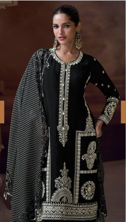 Anaita Black Heavy Chinon Stitched Salwar Suit With Sequence Embroidery Work
