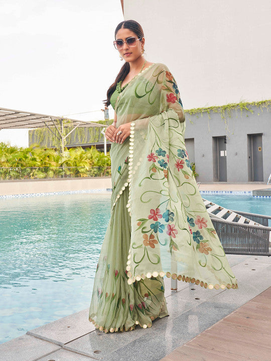 Tikhi Imli Floral Chiffon Saree