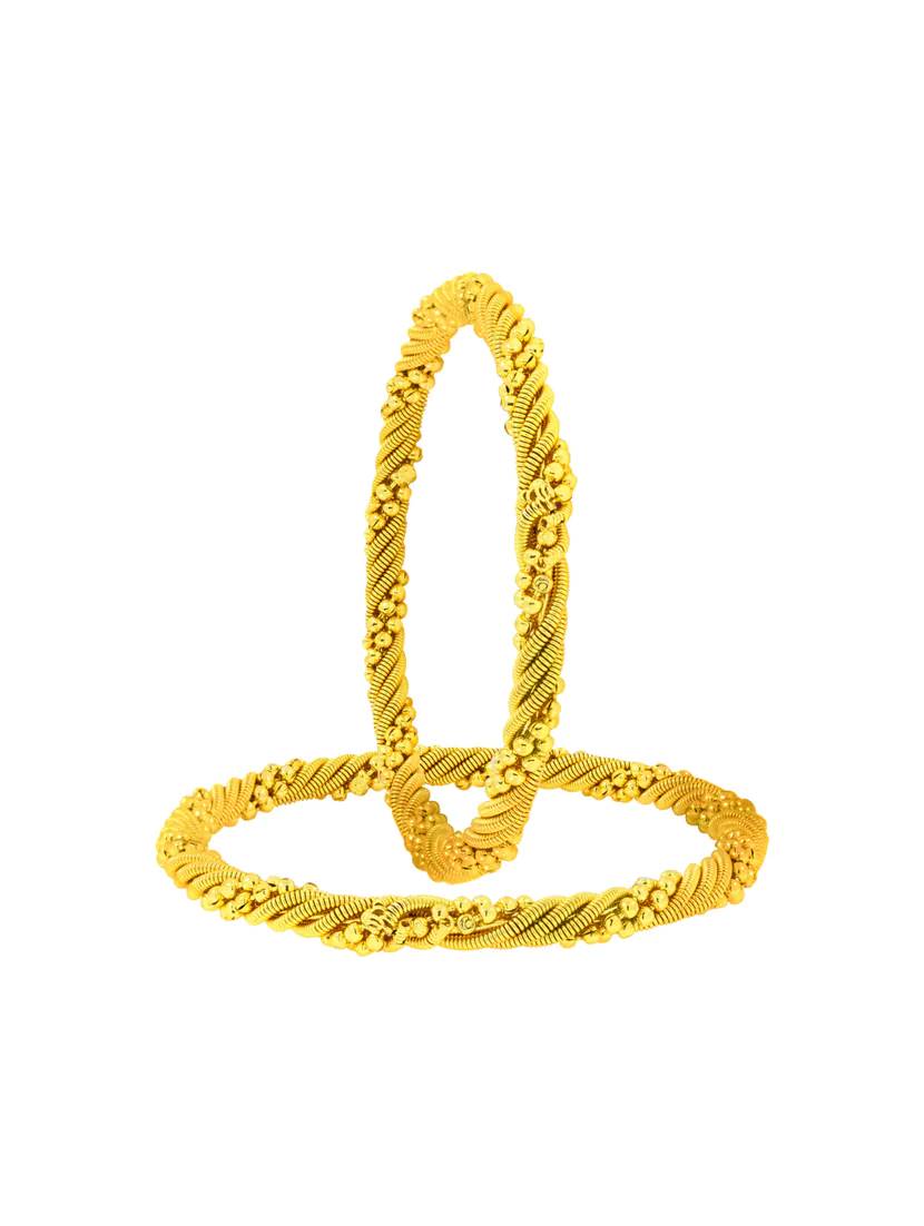 Gold-Polished Alloy Golden Wire Design Bangle Set - The Pari