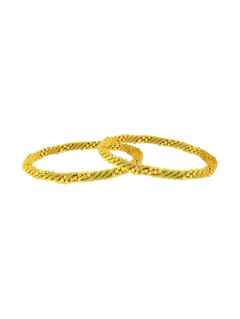 Gold-Polished Alloy Golden Wire Design Bangle Set - The Pari