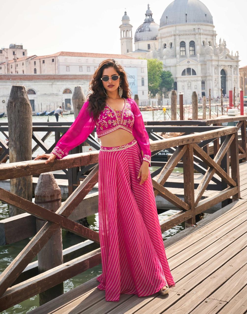 Anaita Pink Silk Stitched Suit With Embroidery Work