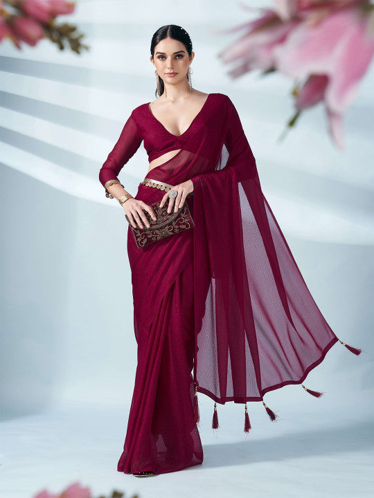 Tikhi Imli Satin Saree With Belt