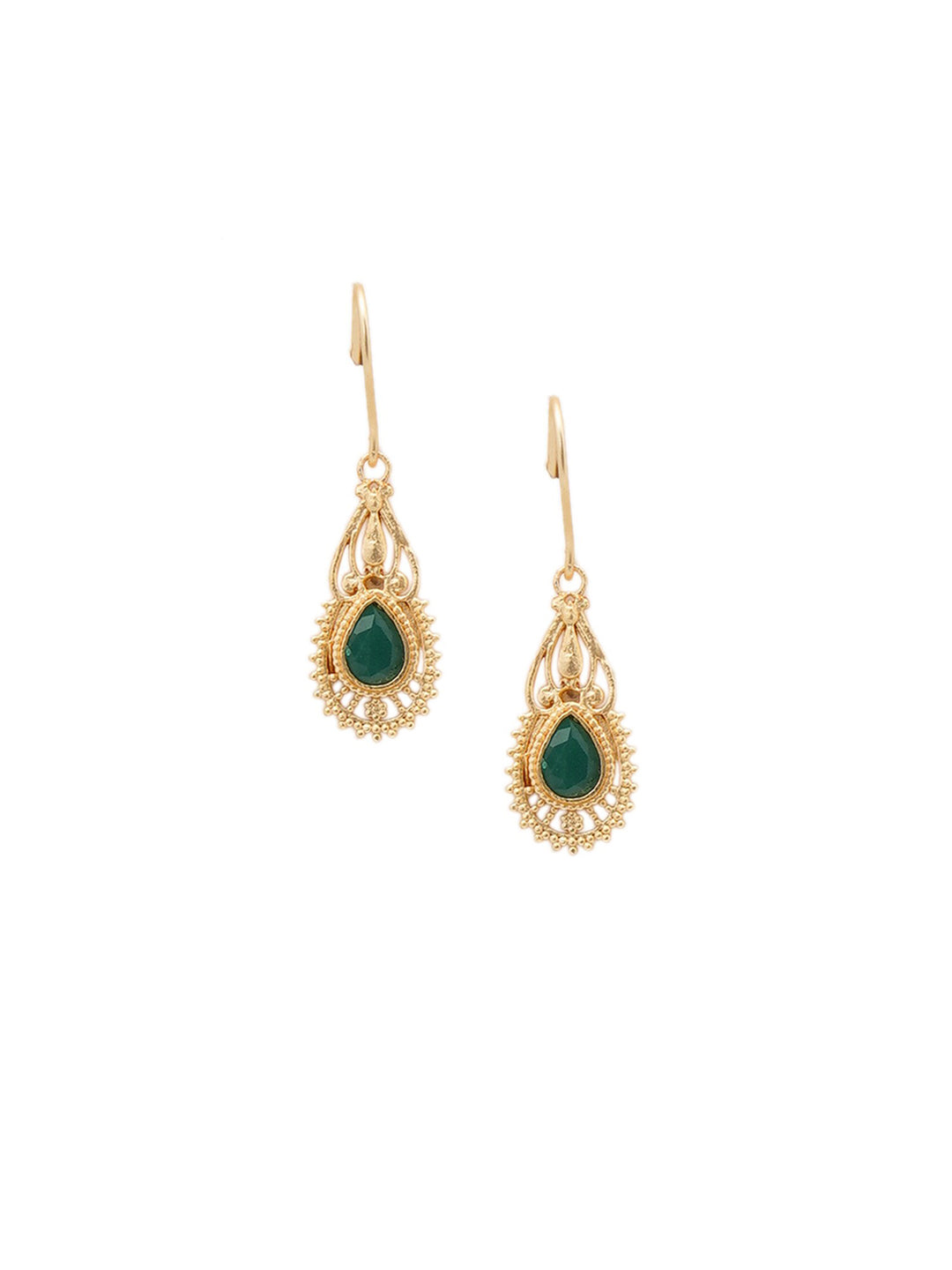 Shoshaa Green Gold-Polished Handcrafted Classic Drop Earrings