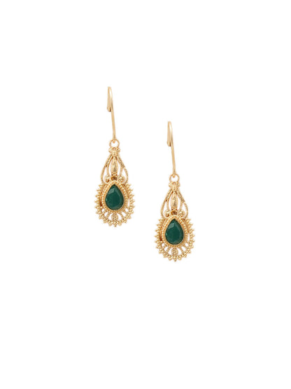 Shoshaa Green Gold-Polished Handcrafted Classic Drop Earrings