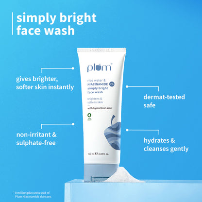 Plum Niacinamide Facewash, Toner & Face Serum Combo Tightens Pore, Fades Blemishes & Hydrates