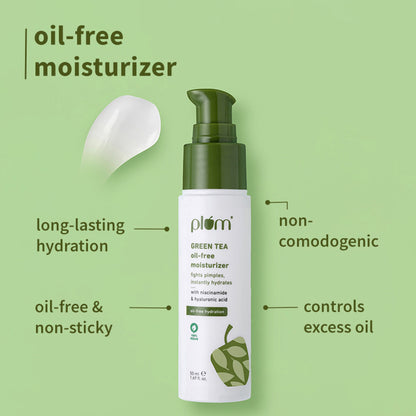 Plum Green Tea Face Wash, Serum And Moisturizer Trio With SPF 50 PA+++ For Acne Prone & Oily Skin