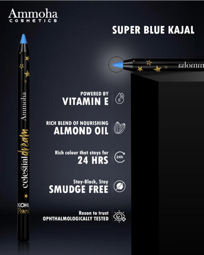 Ammoha Cosmetics Super Blue waterproof Kohl Pencil