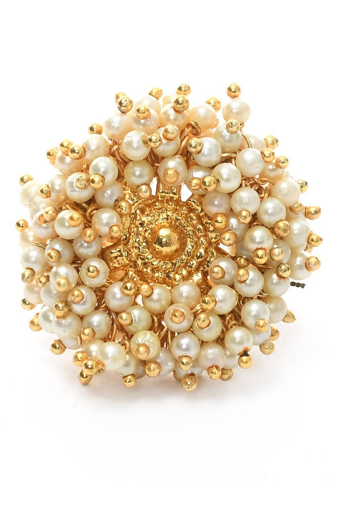 Mominos Fashion Gold-Polished with Pearls Ring