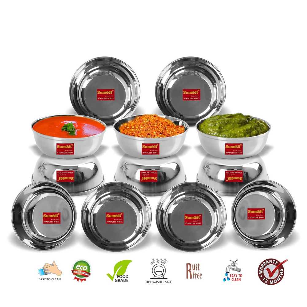 Sumeet Stainless Steel Heavy Gauge Bowl/Wati set with Mirror Finish