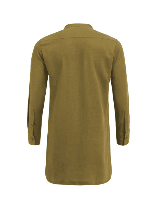 Anouk Men Solid Long Kurta Yellow