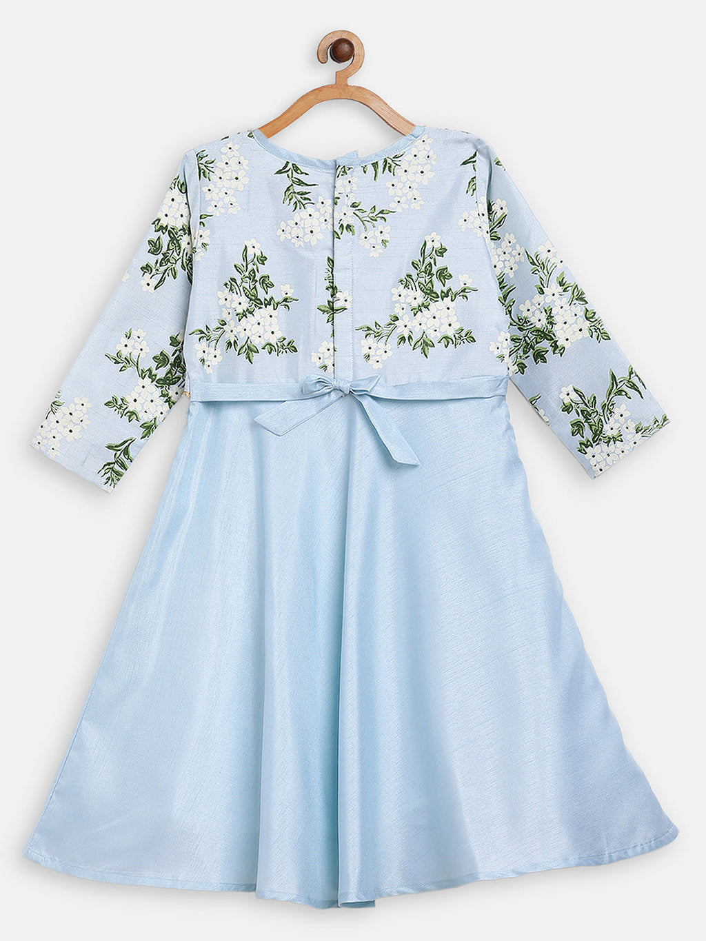 Ahalyaa Blue Poly Silk A Line Girl's Kurta