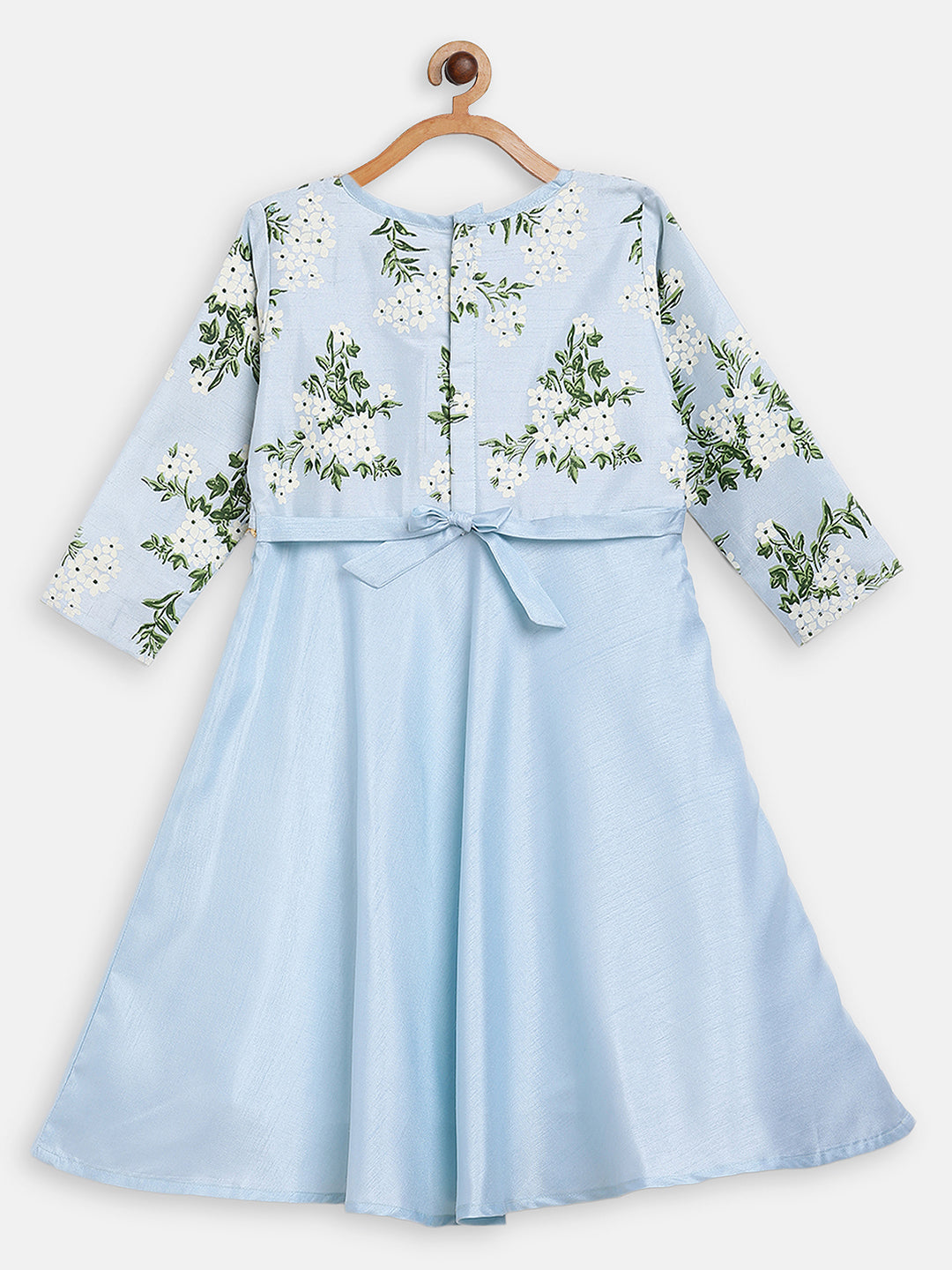 Ahalyaa Blue Poly Silk A Line Girl's Kurta