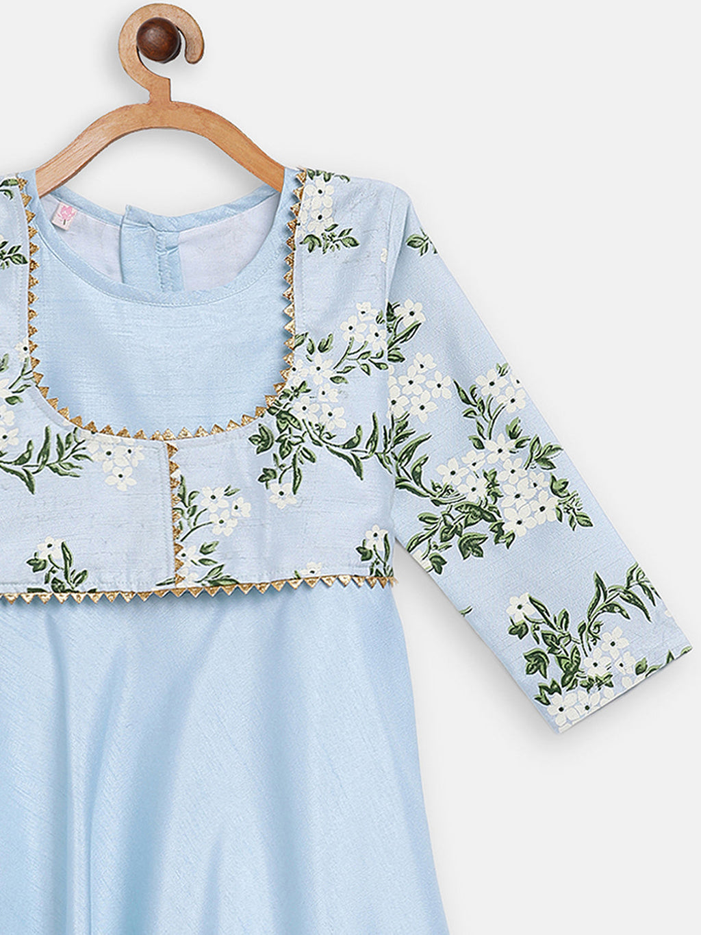 Ahalyaa Blue Poly Silk A Line Girl's Kurta