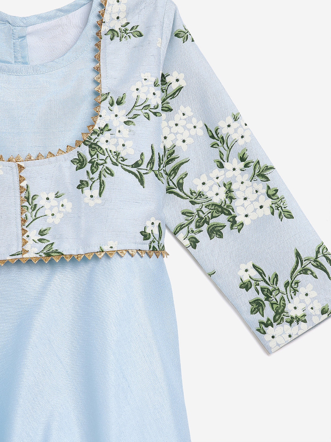 Ahalyaa Blue Poly Silk A Line Girl's Kurta