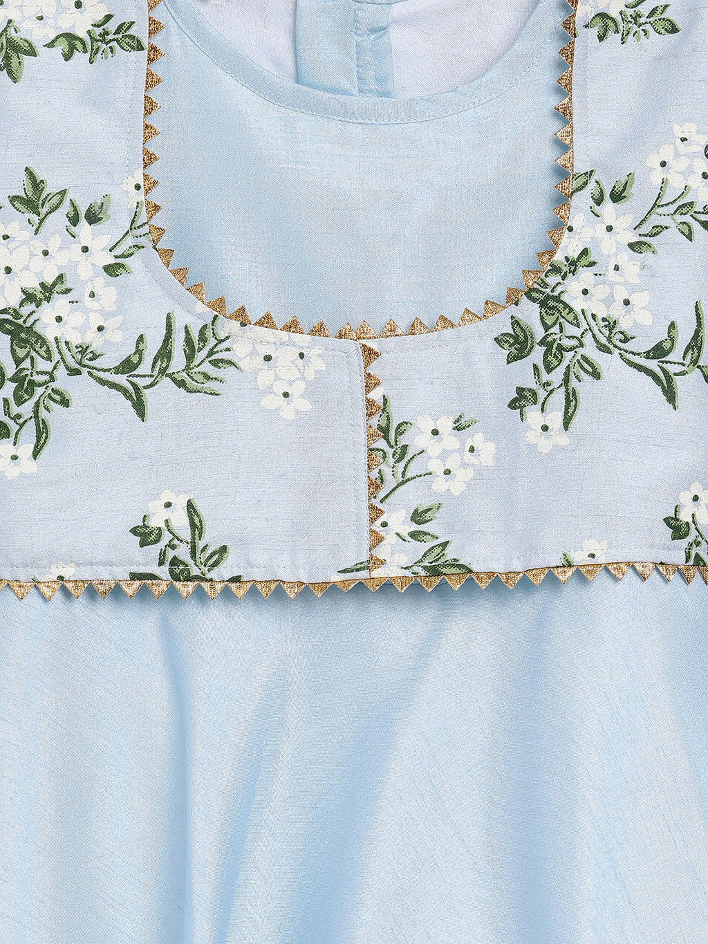 Ahalyaa Blue Poly Silk A Line Girl's Kurta