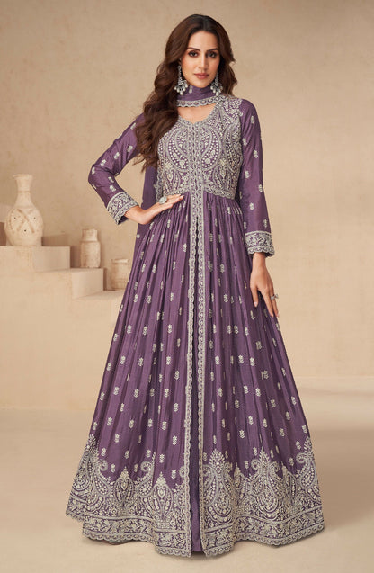 Anaita Dark Purple Chinon With Sequence Embroidery Salwar Suit