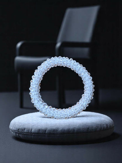 Inhanns Unisex Crystal Bloom – Adjustable Crystal Bead Bracelets - White