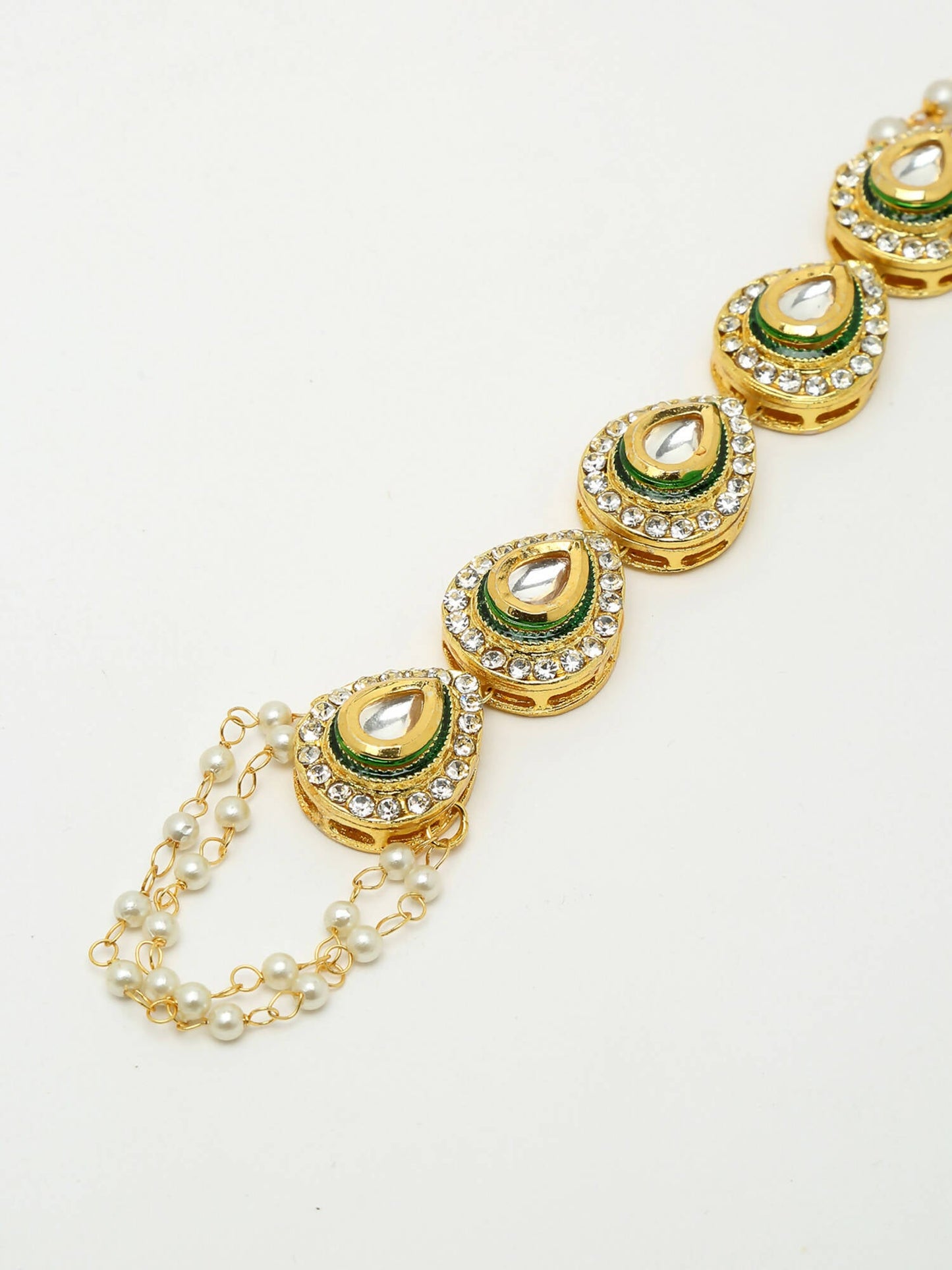 Kundan Hand Harness Set Of 2 - Ruby Raang