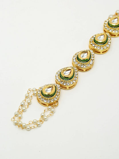 Kundan Hand Harness Set Of 2 - Ruby Raang