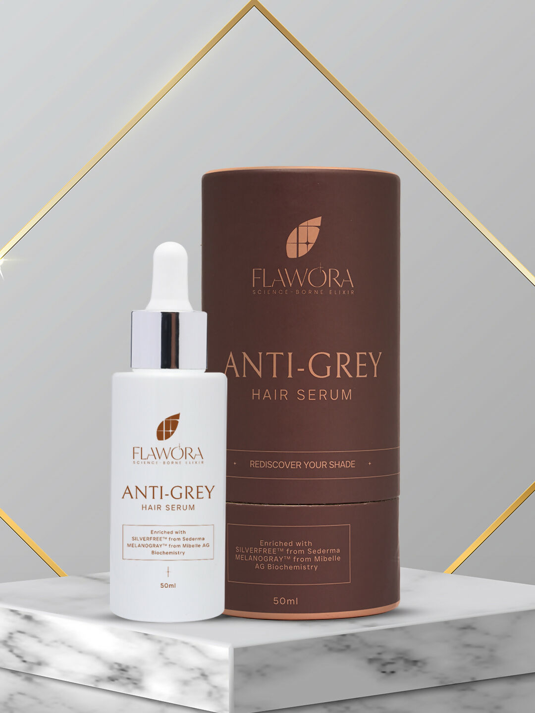 Flawora Set of Anti-Grey Hair Serum, Anti Acne Serum and Golden Glow Face Serum