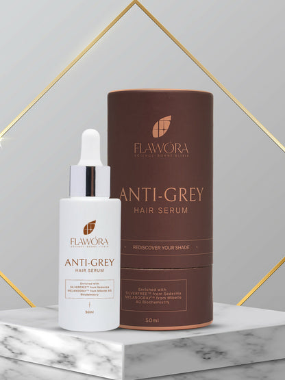 Flawora Set of Anti-Grey Hair Serum, Anti Acne Serum and Golden Glow Face Serum