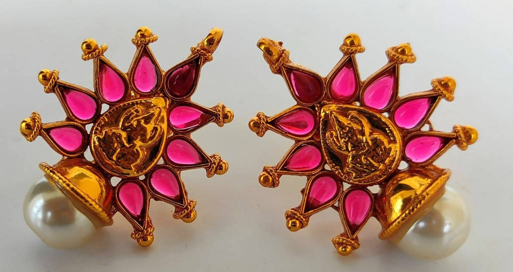 Pink Kemp Temple Earrings
