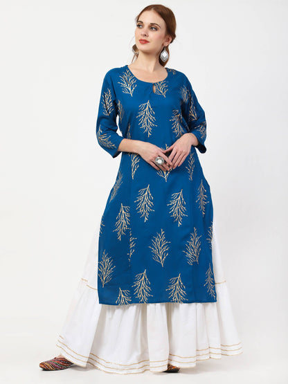 Cheera Kurta with Skirt & Embroidered Dupatta Set (CH111KSD)