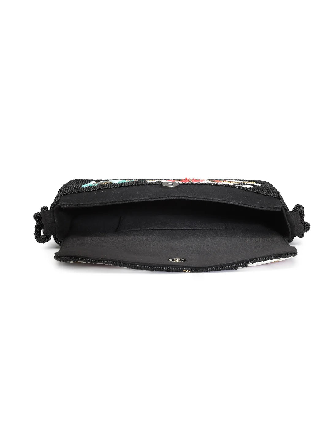 Coffer Floral Embellished Faux Silk Clutch