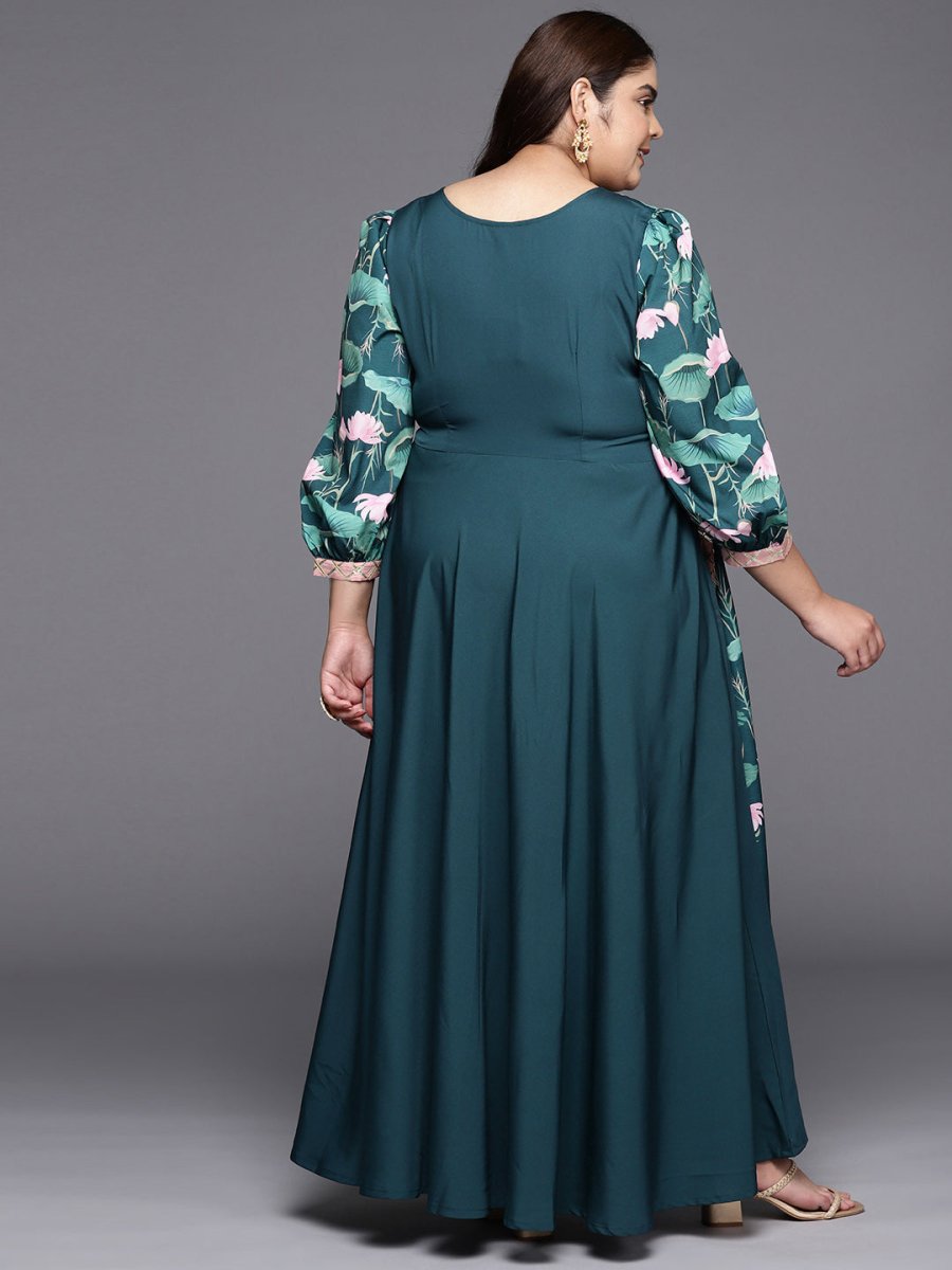 Ahalyaa Plus Size Round neck Maxi Ethnic Dress
