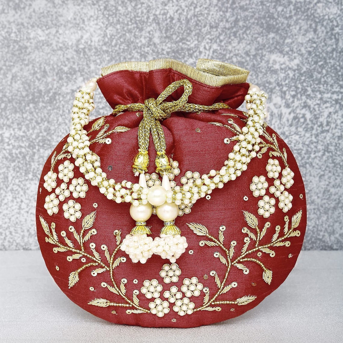 Maroon Potli Bags Valentines gift for her