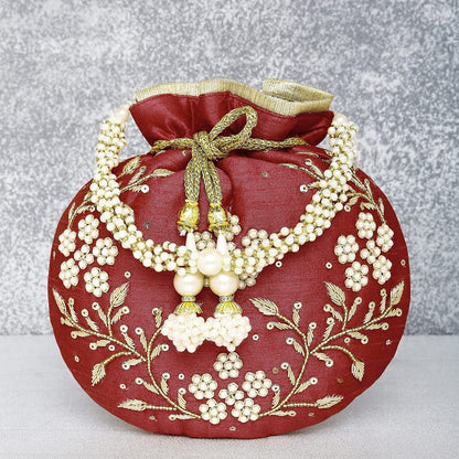Maroon Potli Bags Valentines gift for her