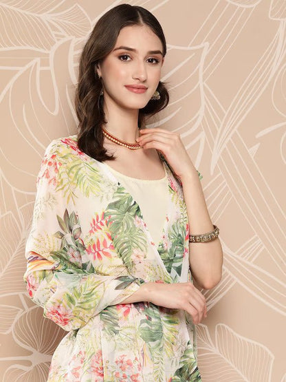 Ahalyaa Floral Printed Poly Chiffon Saree
