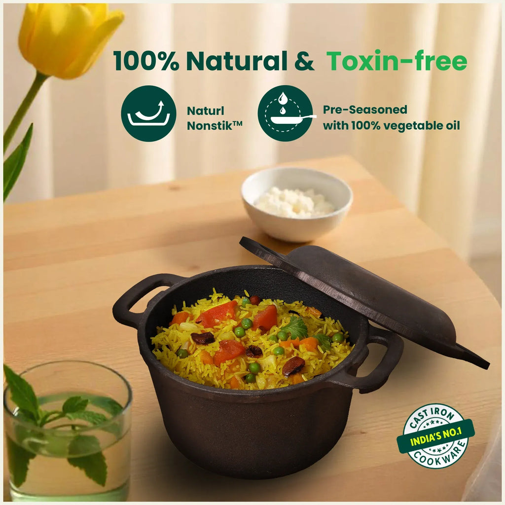 The Indus Valley Cast Iron Dutch Oven with Lid 3 Litre