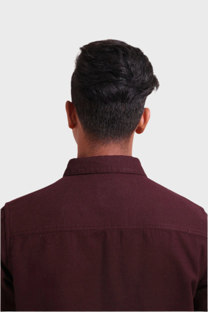 Xkind Dark Maroon Textured Shacket