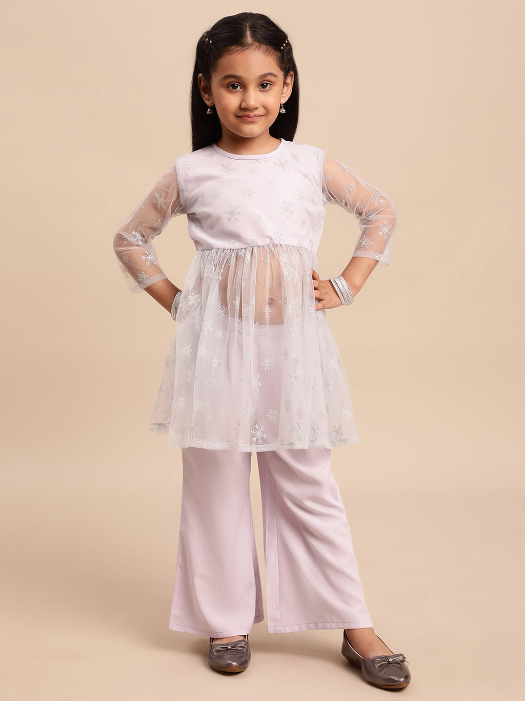 Ahalyaa Blue Net Straight Kurta Sets