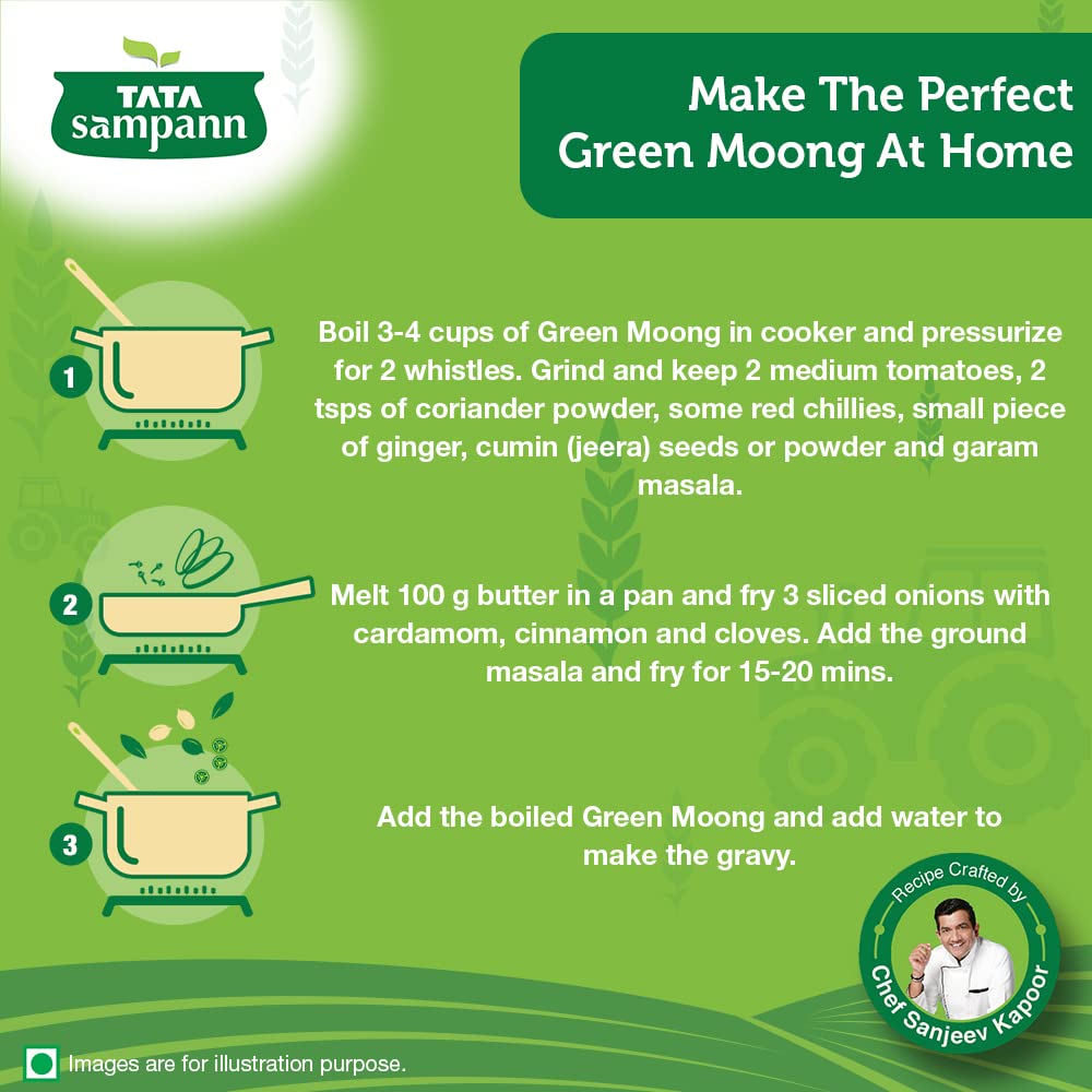 Tata Sampann Unpolished Green Moong Dal (Whole), 500g