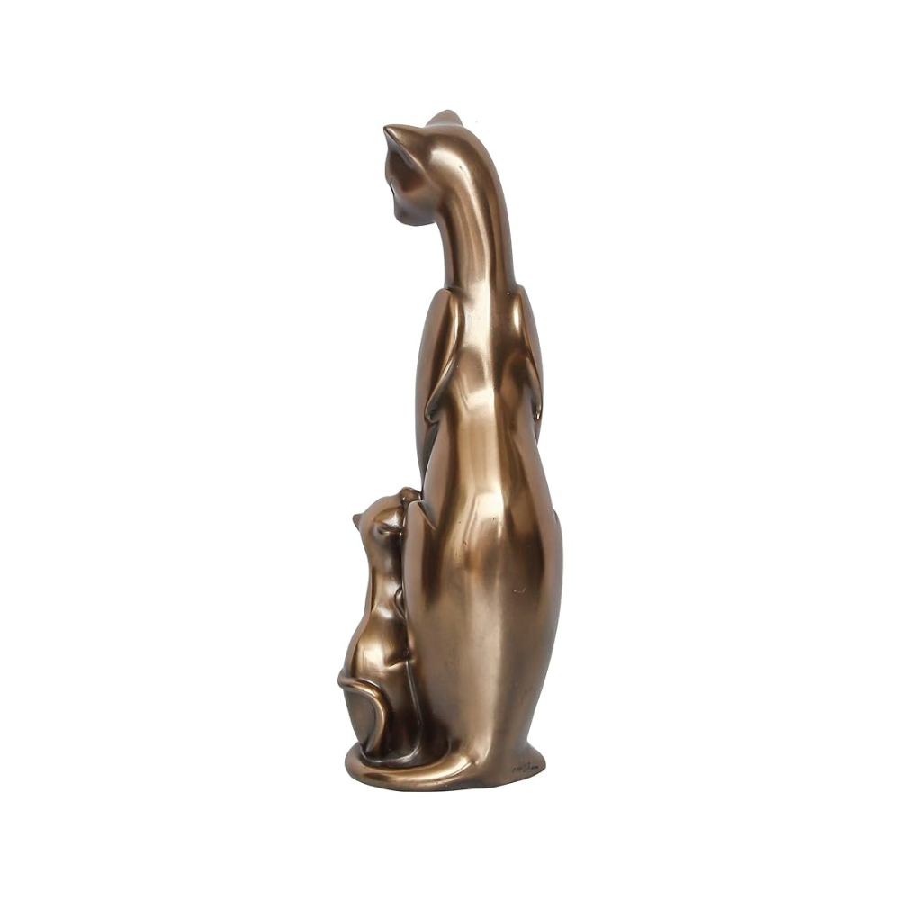Ecraftindia Handcrafted Polyresin and Bronze Cat and Kitten Statue Animal Figurines Decorative Showpiece