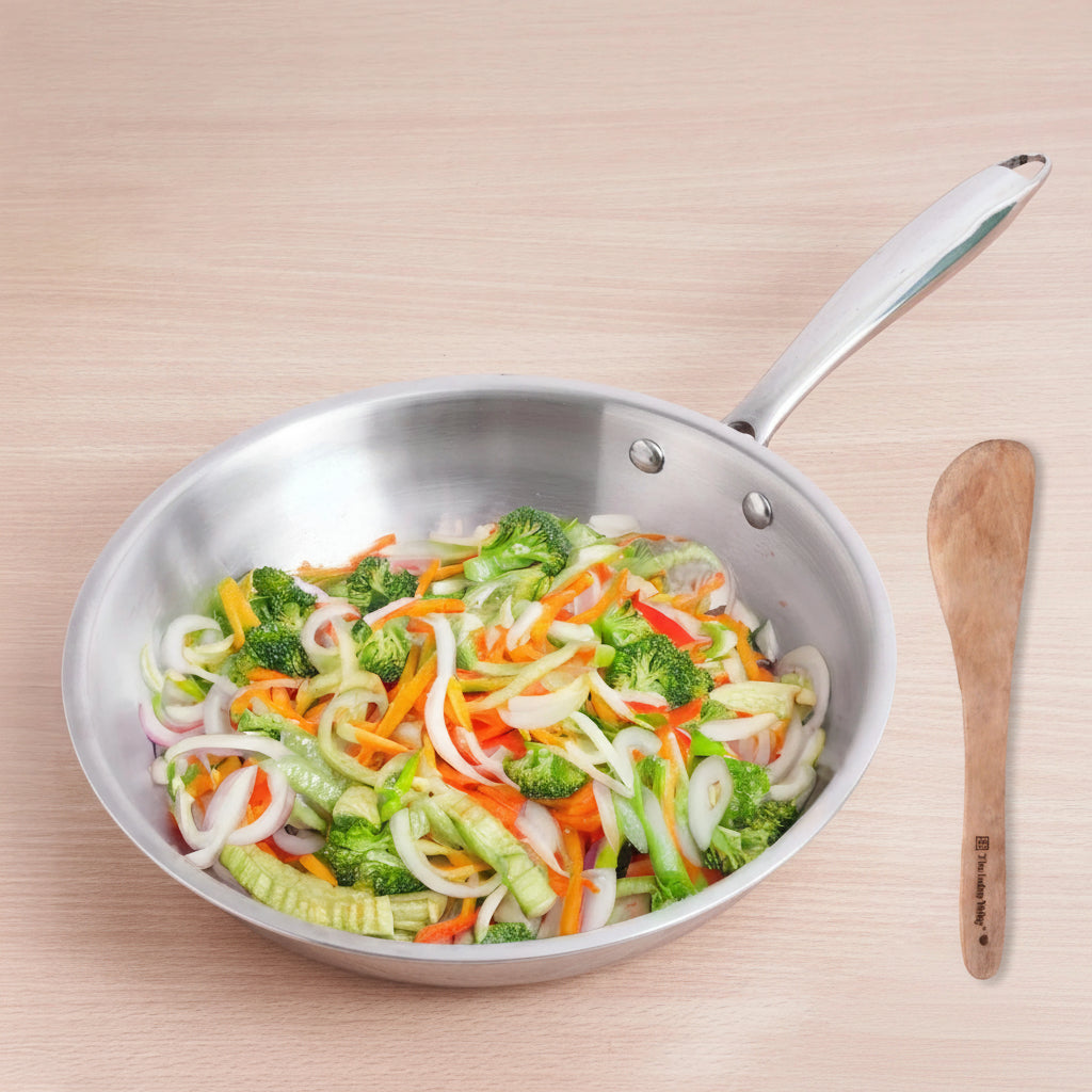 The Indus Valley Stainless Steel Frying Pan with Free Flip