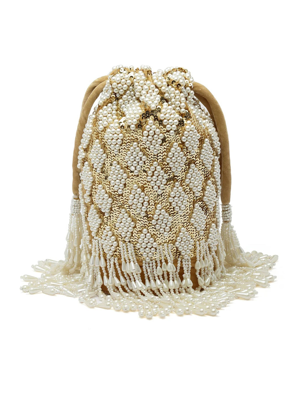 Dangle Diamond Embellished Velvet Potli Bag