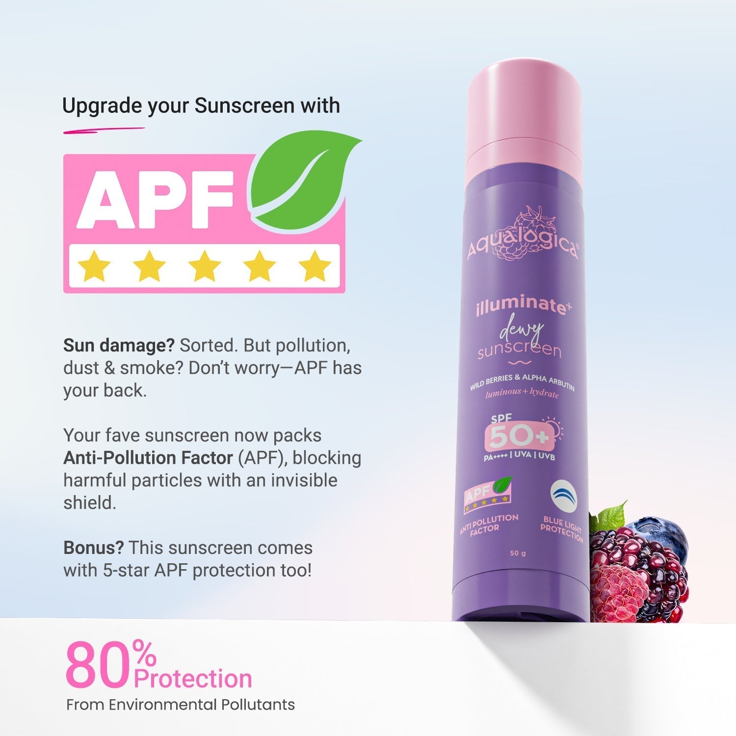 Aqualogica Illuminate+ Dewy Sunscreen SPF 50+ PA++++ - 50 gms