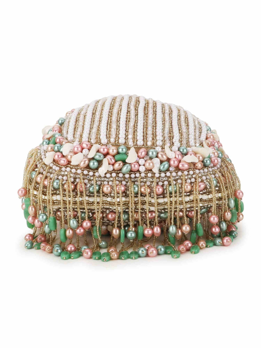 Dangle Striped Embellished Velvet Potli Bag