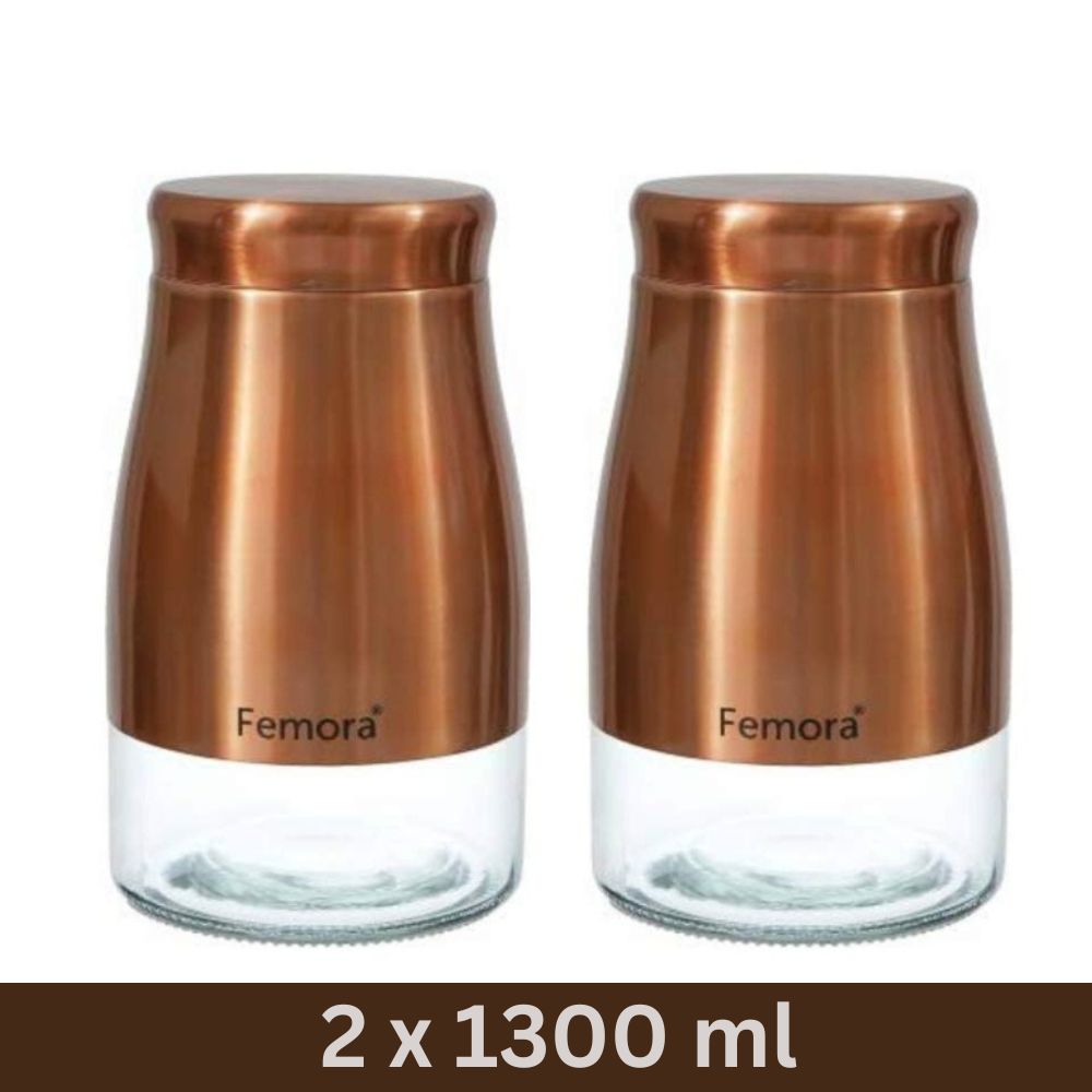 Clear Glass Rose Gold Storage Jar | Set of 2 | Multiple Sizes