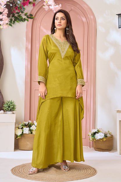 Anaita Parrot Readymade Suit with Coding Work
