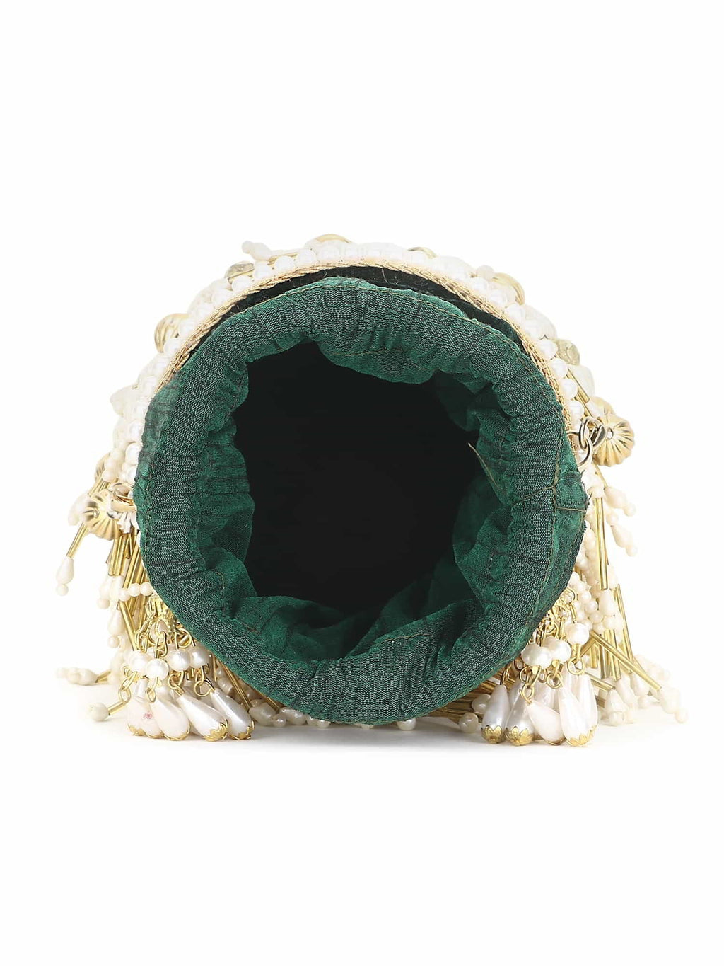Dangle Chevron Embellished Velvet Potli Bag
