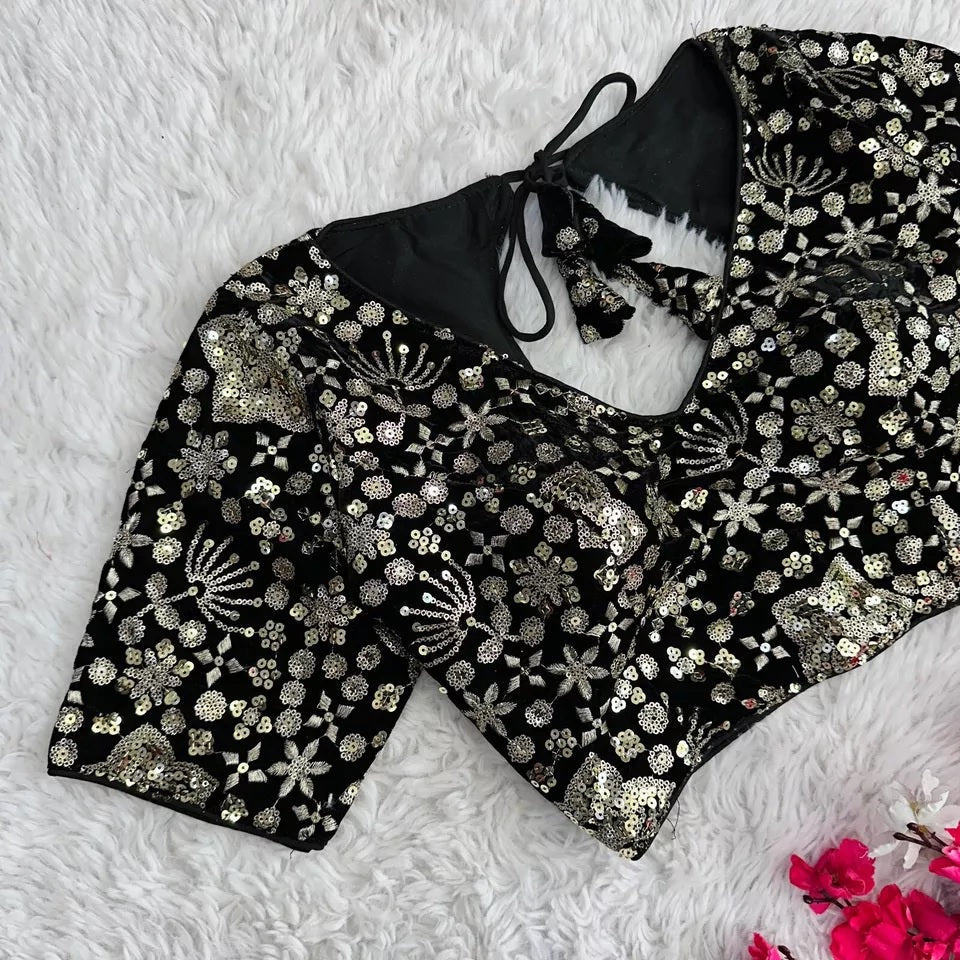 Pure Velvet Full Stitched Traditional Function Designer Blouse & Choli